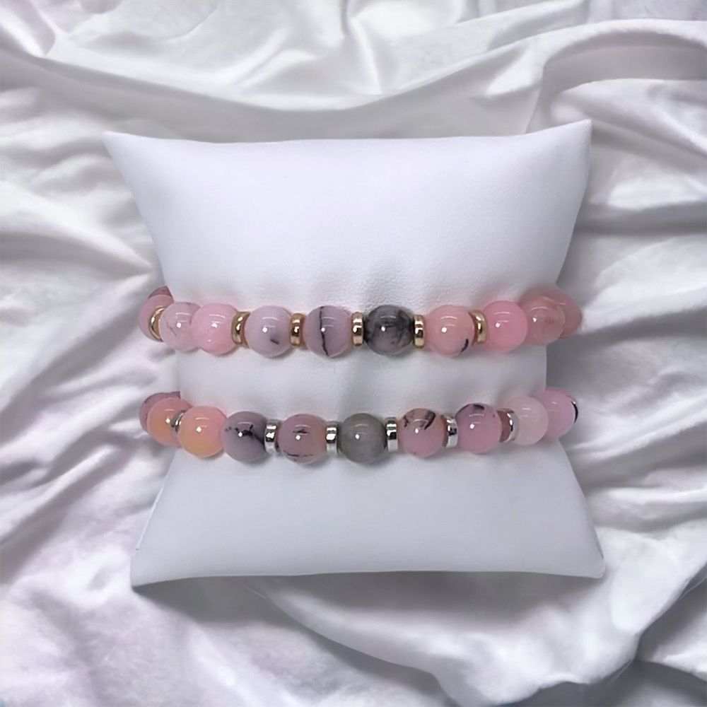 NWT Wool + Pepper Co. PINK AUSTRALIAN GEMSTONE w/ gold OR silver Bracelet